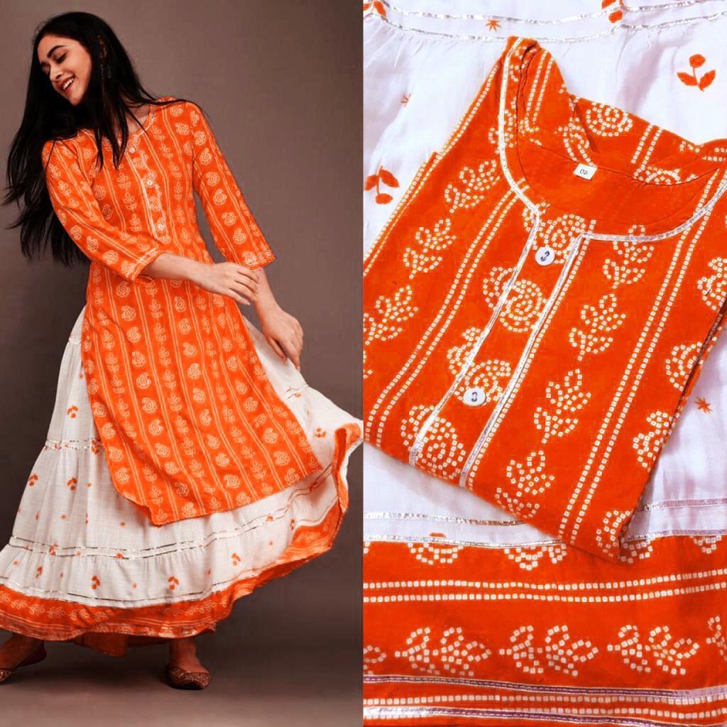 Riyon Kurti - Riyon Fabric With Printed Skirt, L-40 To Xxl-44 Sizes, 3/4 Sleeve, All-season Wear, Breathable, Custom Logo Available