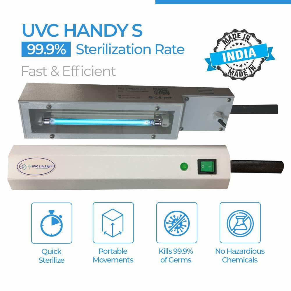 Uvc Torch - Stainless Steel, 35x11x6.5 Cm | 9000 Hours Battery Life, 99.99% Germ Elimination, Portable Sanitizer For Home & Commercial Use