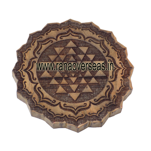 Unique Style Wooden Coaster Set - 4x4 Inch Folk Art Design | Hand-Carved, Polished Finish, Ideal for Home Decoration
