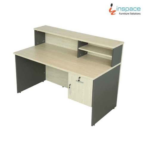 MAGIC - Reception Desk 1500x750x750 mm H, Oak Nottingham & Midnight Grey, Modern Design, Edge Banded Finish, Carpenter Assembly, Vertical Support, Modesty Panel, Drawer Unit Included