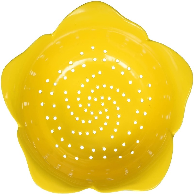 Rose Shape Strainer Basket - Plastic Material, 16x7.5 Cm Dimensions | Random Shade, Perfect For Kitchen Usage, Set Of 4 Pieces