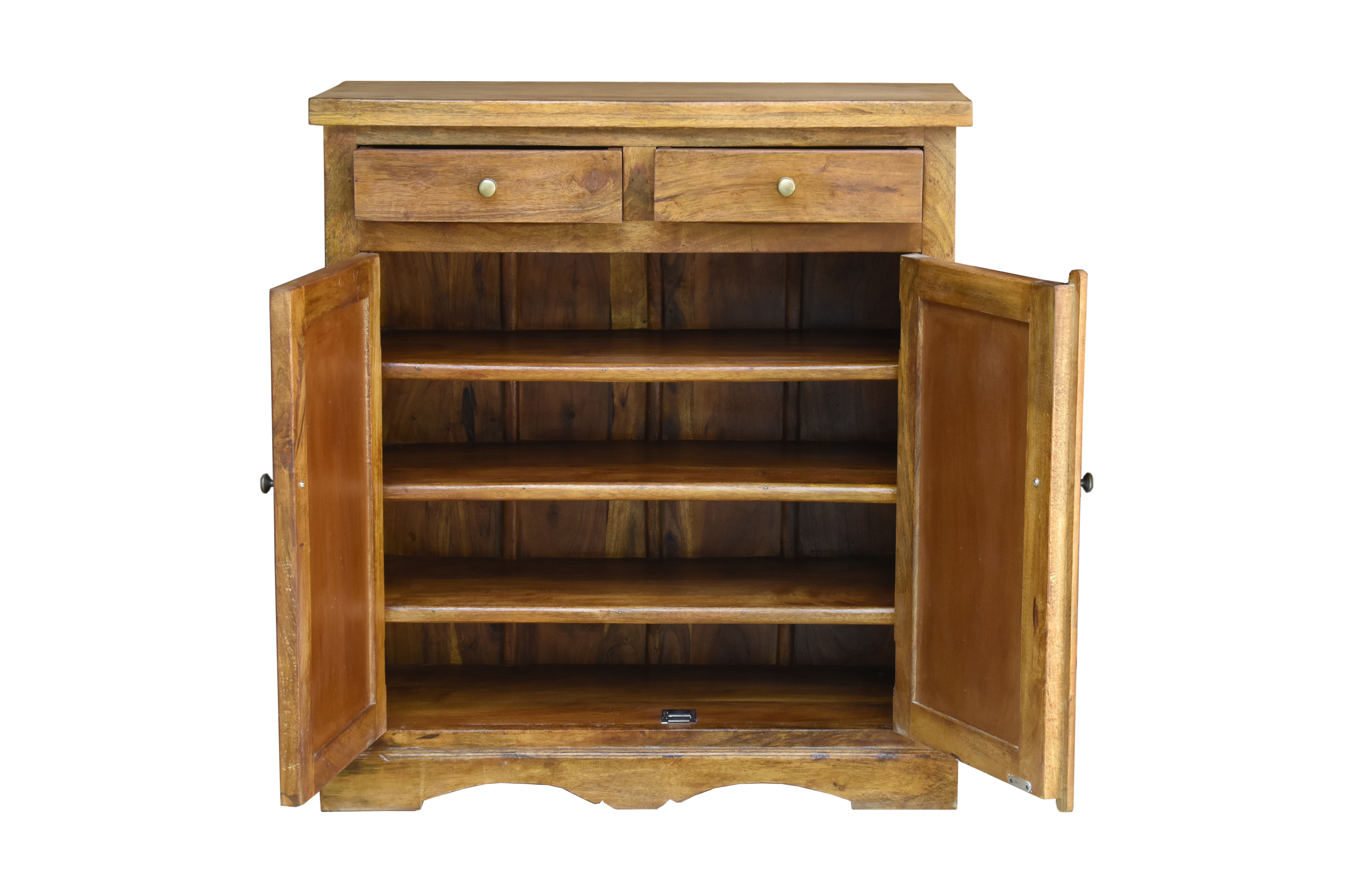 Side Board - Solid Wood Design, Elegant Walnut Finish, Spacious Storage Options With Adjustable Shelves