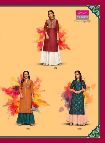 Heavy Synthetic Cotton Crep Fancy Embroidery Work Kurti - Size L, XXL, XXXL, Length 44 inches, 3-4th Sleeve Style, Quick Dry Fabric, For All Seasons