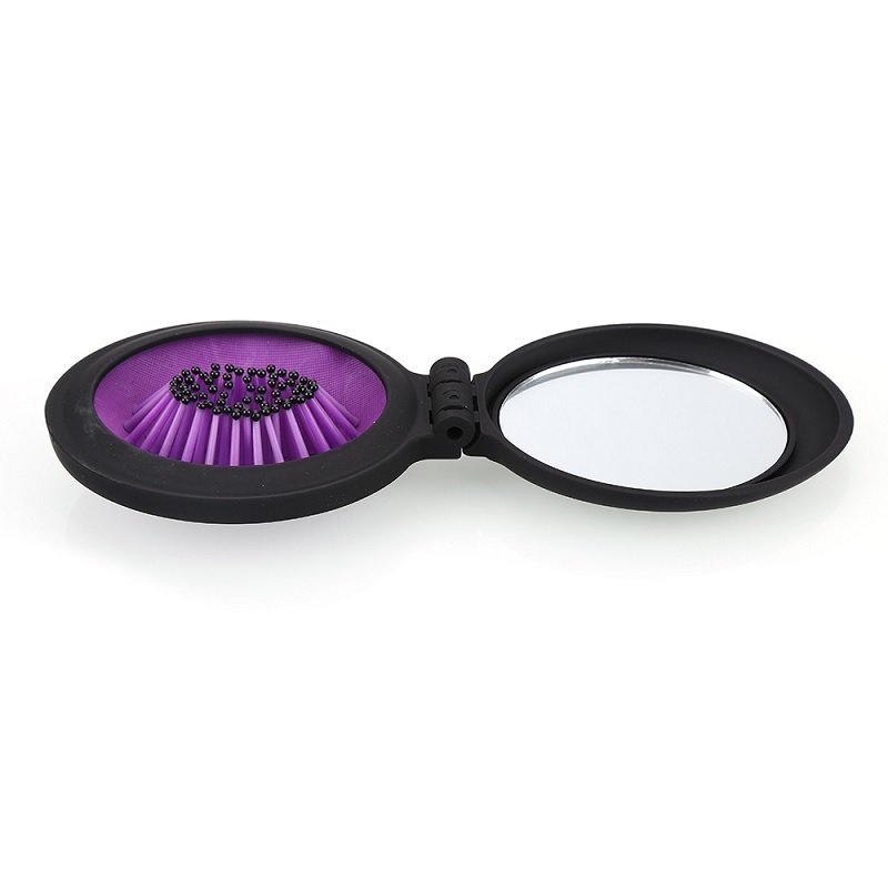 Portable Mini Folding Comb With Mirror (Random Color) - Plastic Abs, 8 X 5.8 X 2.5 Cm, 30 G, Manual Use For Women, Compact And Lightweight Design