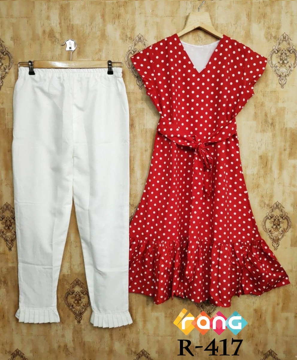 Polyester Print Outfit - Full Inner Top With Heavy Cotton Pant, Quick Dry, Washable For Girls