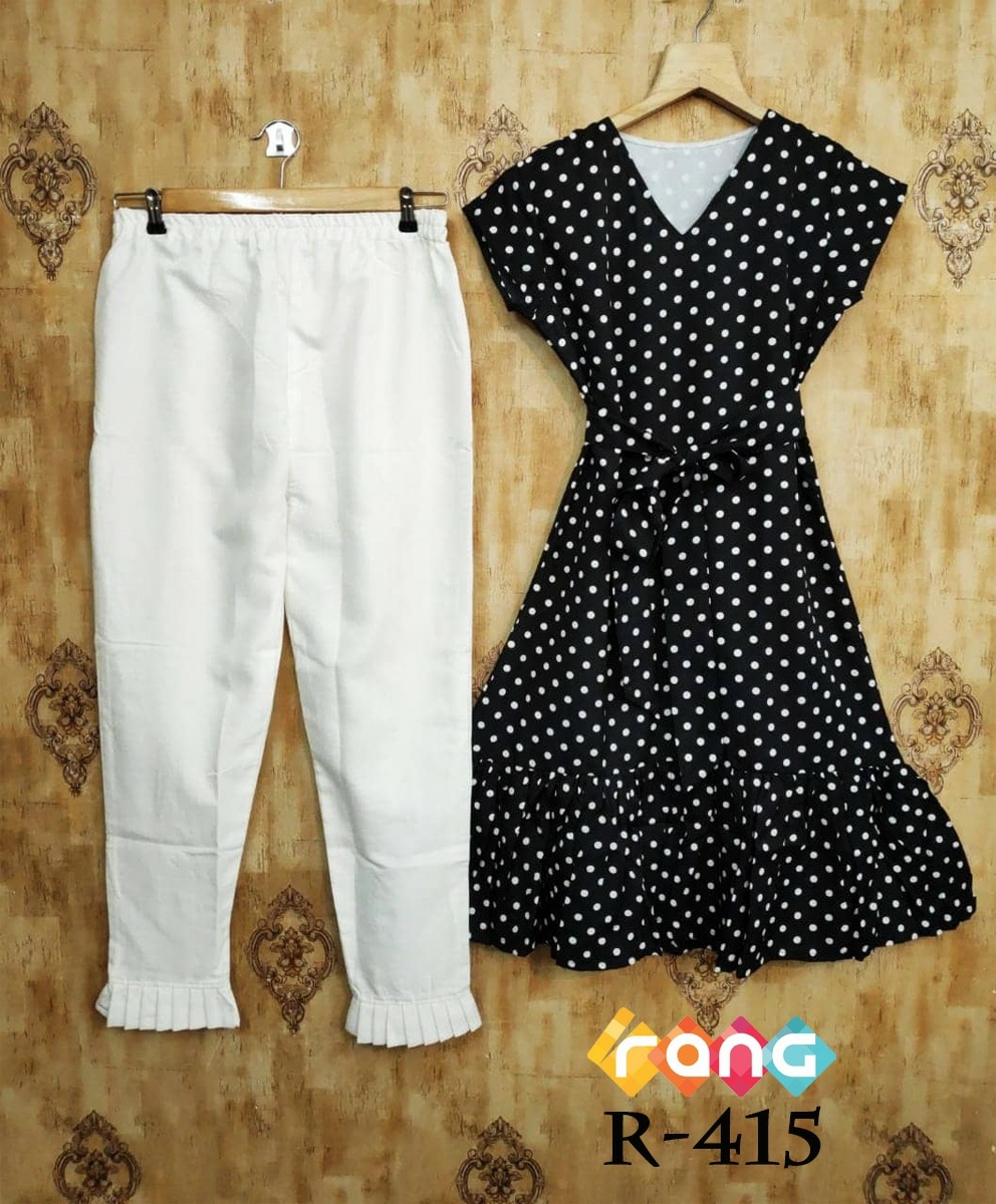 Polyester Print Outfit - Full Inner Top With Heavy Cotton Pant, Quick Dry, Washable For Girls