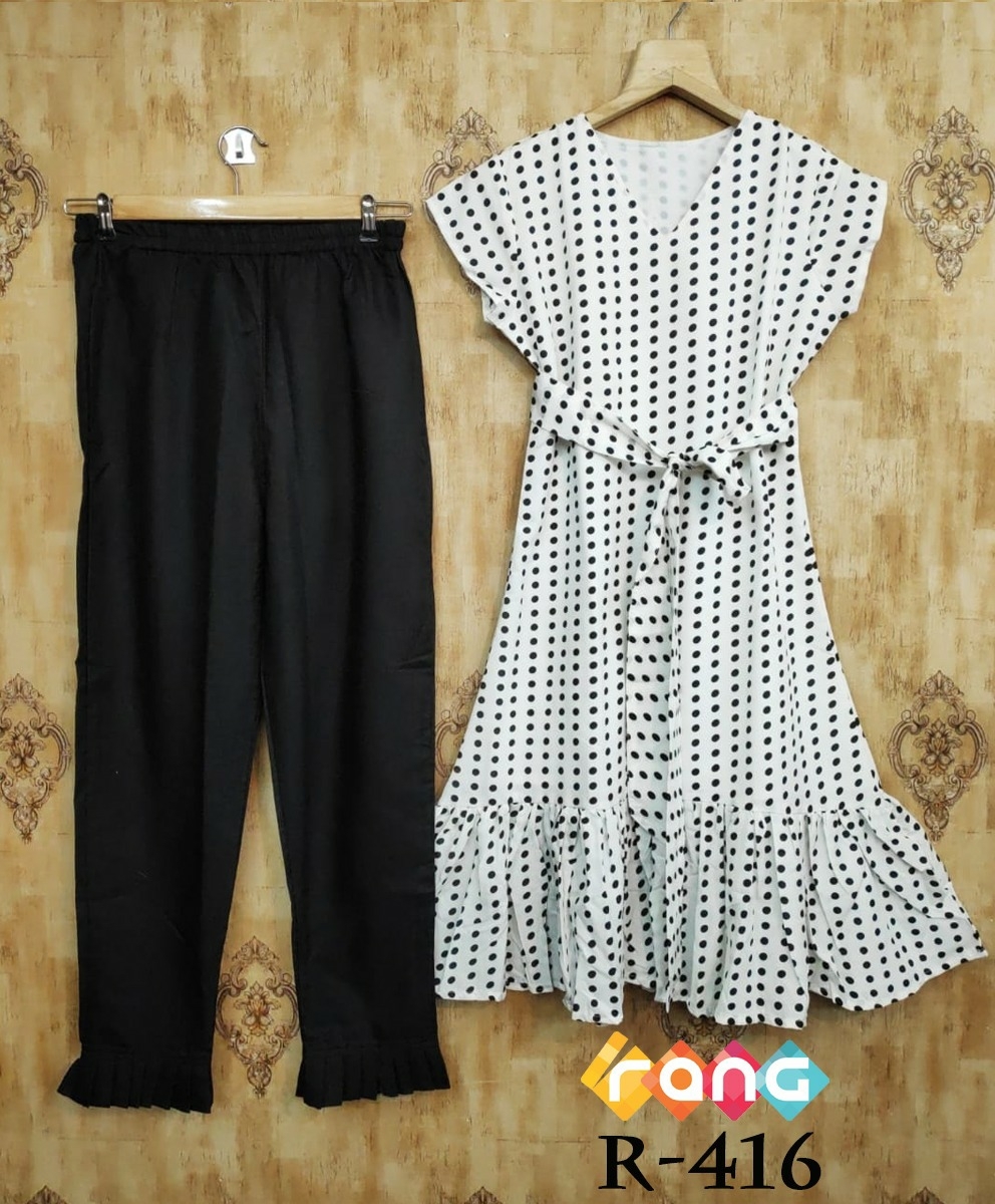 Polyester Print Outfit - Full Inner Top With Heavy Cotton Pant, Quick Dry, Washable For Girls