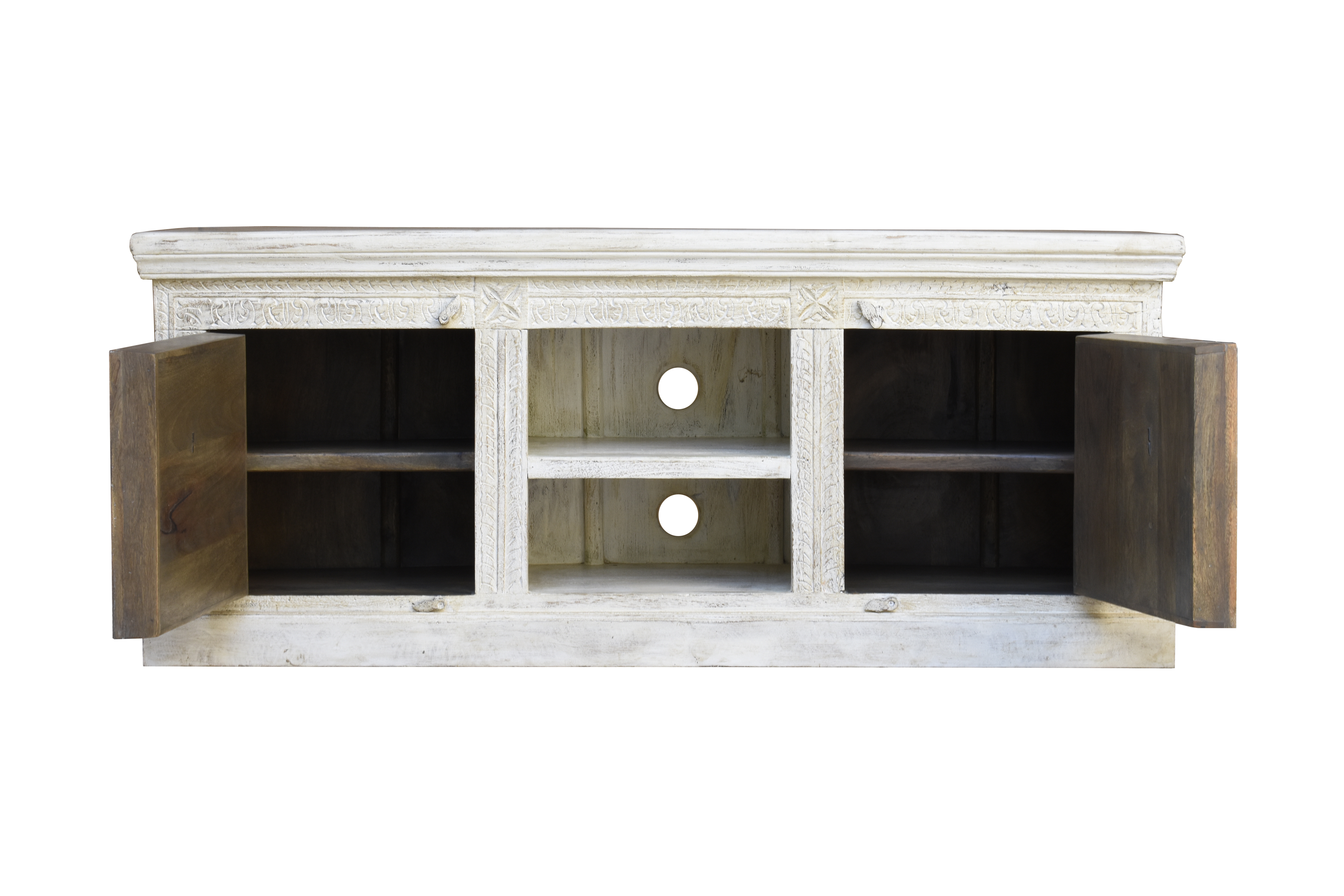 Media Cabinet - Wooden, 60x30x18 Inches, Espresso Finish | Versatile Storage With Adjustable Shelves And Cable Management Solutions