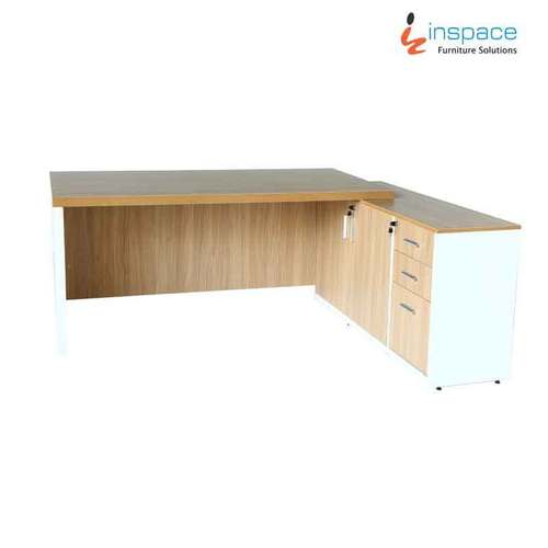 STROM - Particle Board, 1650mm x 900mm x 750mm H, Sahara Walnut & Frosty White Shades | Modern Office Desk with Two Drawers and Filing Storage Unit