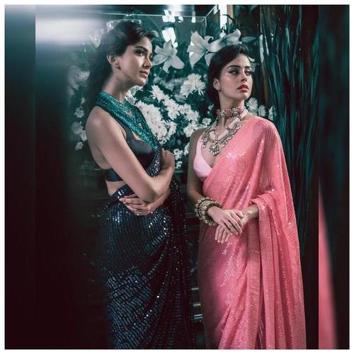 साड़ी पर मल्टी रेम्बो सीक्वेंस वर्क