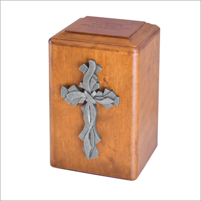 Natural Wood Christian Wooden Urn