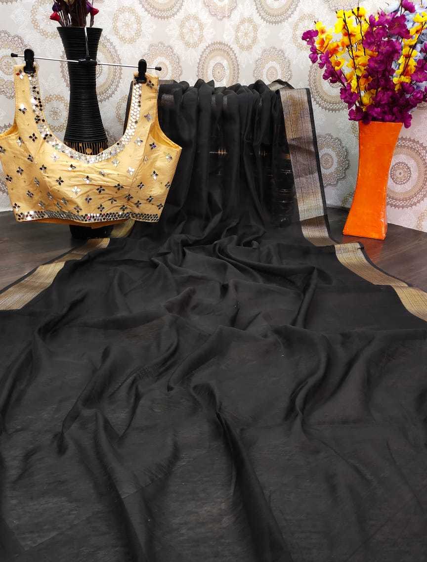 Cotton Saree - Cotton With Shining Filmy Border, Stitched Blouse With Heavy Embroidery & Mirror Work, Multi Color For Casual Bollywood Style Wear