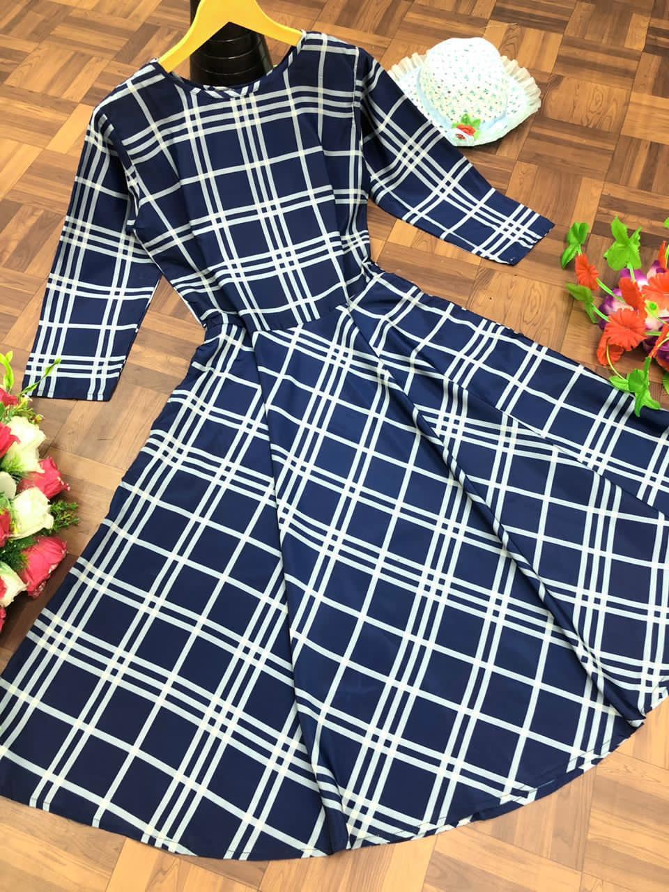 MARGA CHECK RUFFLE ONEPIECE Beige Checks Off Shoulder Cotton Linen