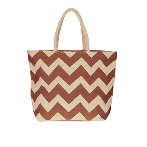 Ladies Designer Jute Handbag - Customizable Size, Brown Color | Eco-Friendly, Printed Pattern, Personalized Design and Logo Options