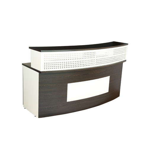 Award Reception Desk - Particle Board with Flex Laminate, 1800mm x 750mm x 1050mm, Wenge and Frosty White Shades, Modern Design with Drawer and Cupboard Unit, 1-Year Warranty
