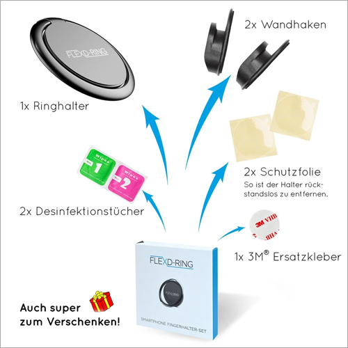 Flexd-ring Hochwertiger Handy Phone Holder Fingerhalter Inkl. 2x Wandhalterung