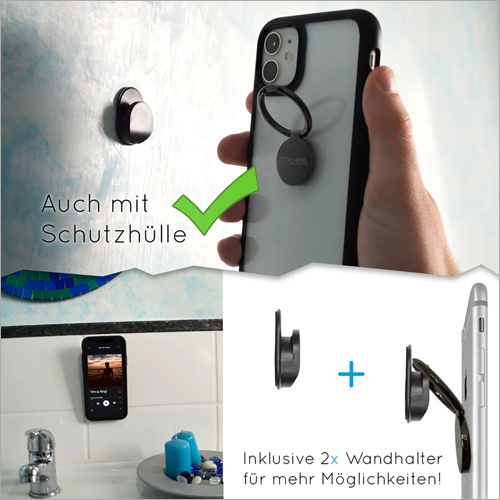 Flexd-ring Hochwertiger Handy Phone Holder Fingerhalter Inkl. 2x Wandhalterung