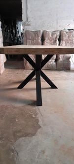 Iron And Wooden Dining Table - Mango Wood, 180-240 Cm Width, 77 Cm Height | Foldable Design, Handmade, Eco-friendly, Easy To Clean, Durable