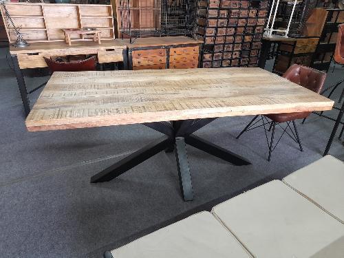 Iron And Wooden Dining Table - Mango Wood, 180-240 Cm Width, 77 Cm Height | Foldable Design, Handmade, Eco-friendly, Easy To Clean, Durable