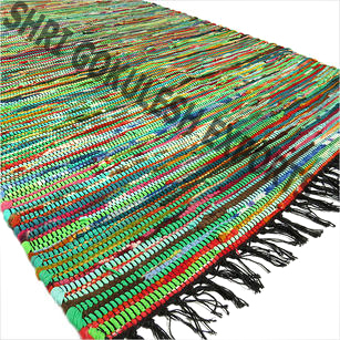 100% Cotton Handmade Chindi Rag Rugs - Customized Size, Color and Design | Anti-Slip, Washable, Soundproof, Jacquard Pattern