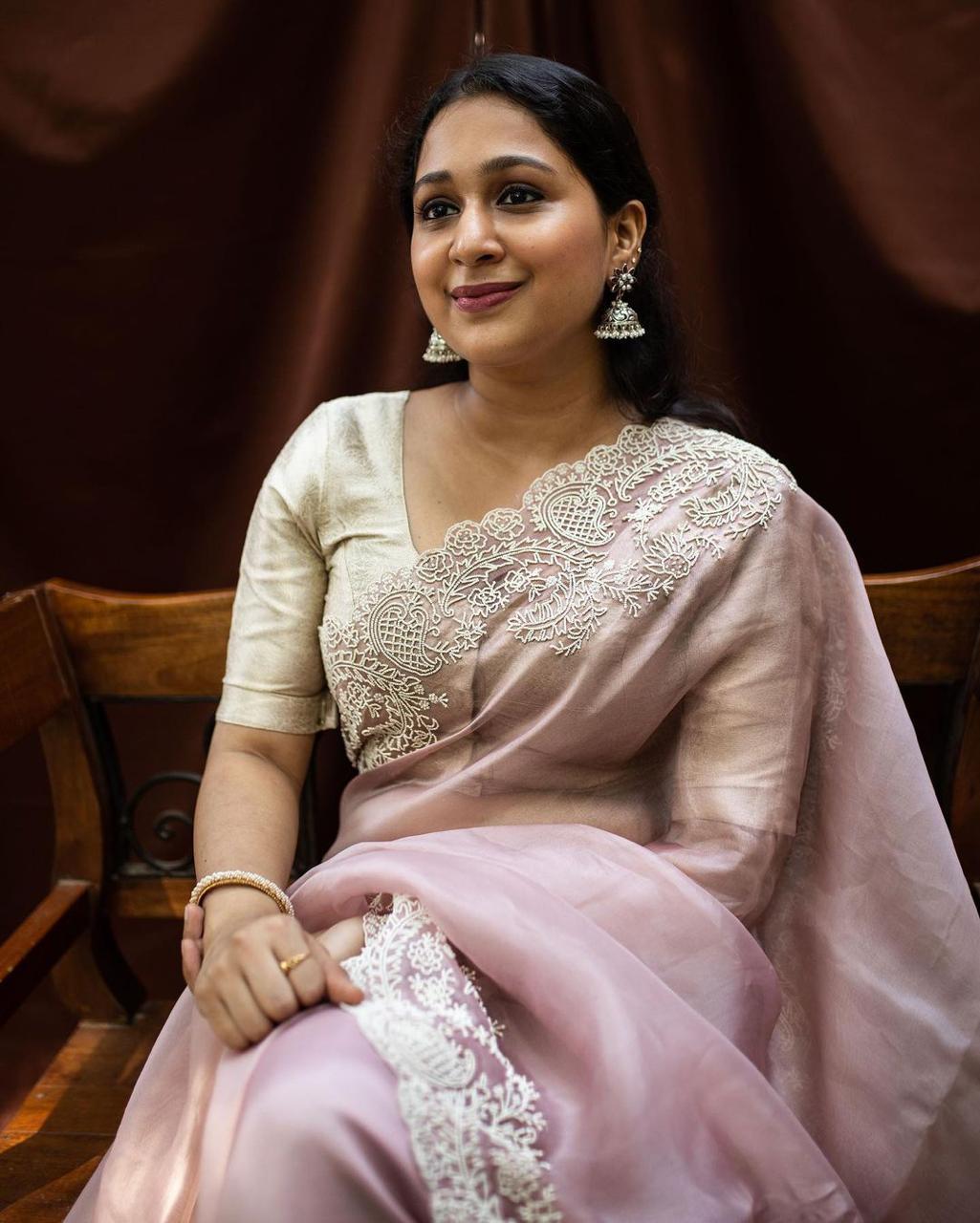 Multi Colour Party Wear Pink Saree