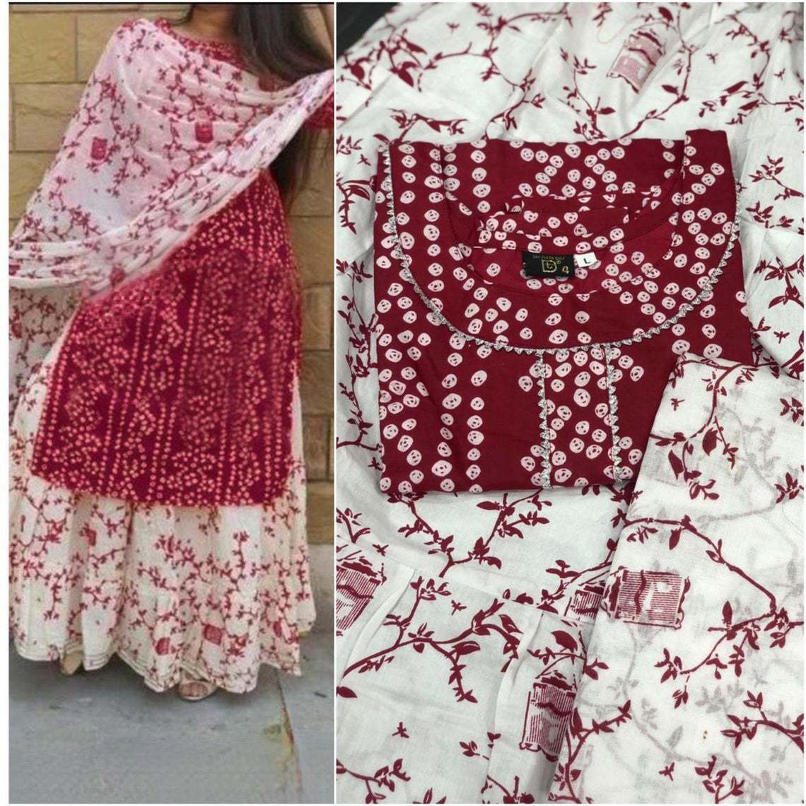 Rgp Fashion Groups Rayon Straight Kurti With White Sharara Plazzo - Custom Size, Embroidered Patterns, Breathable And Quick Dry Features, Perfect For Women