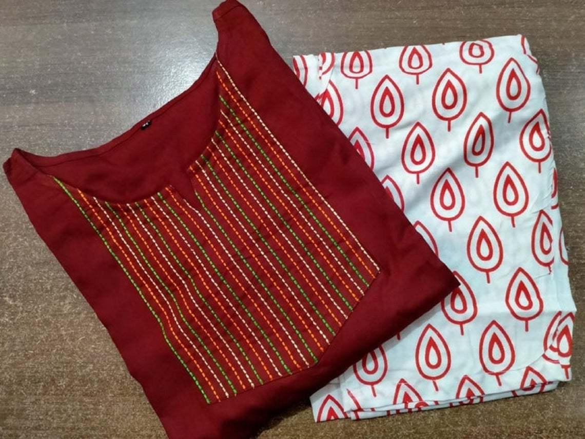 Women Rayon Printed Kurti With Trouser & Set For Women&girls