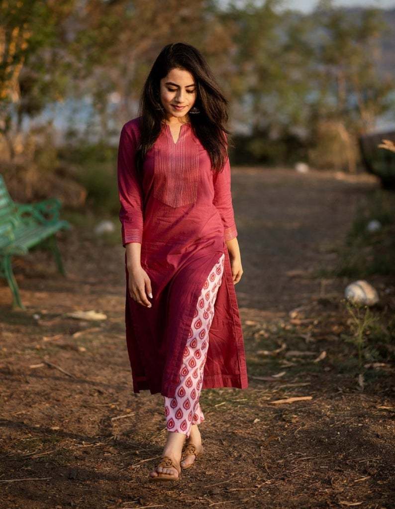 Women Rayon Printed Kurti With Trouser & Set For Women&girls