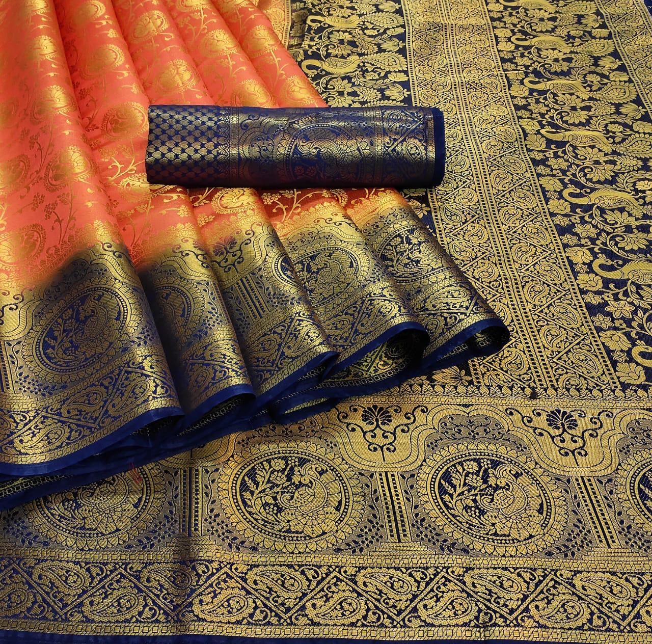 Multi Colour Naylon Broket Silk Saree