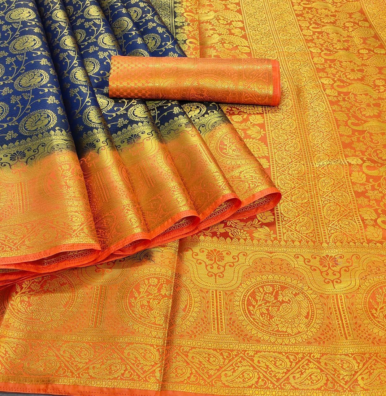 Multi Colour Naylon Broket Silk Saree