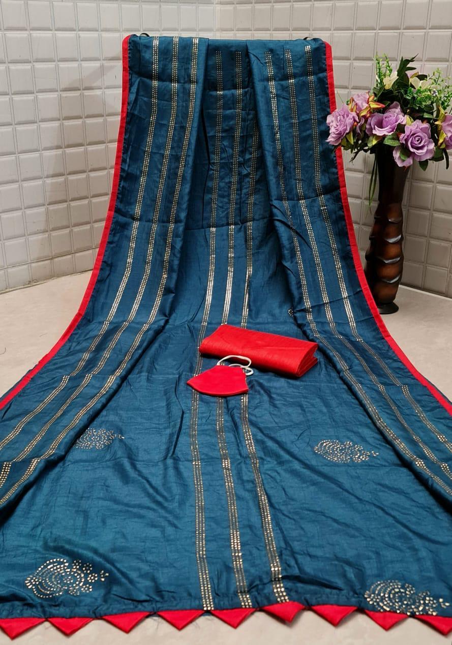 Multy Banglori Silk Saree With Mask