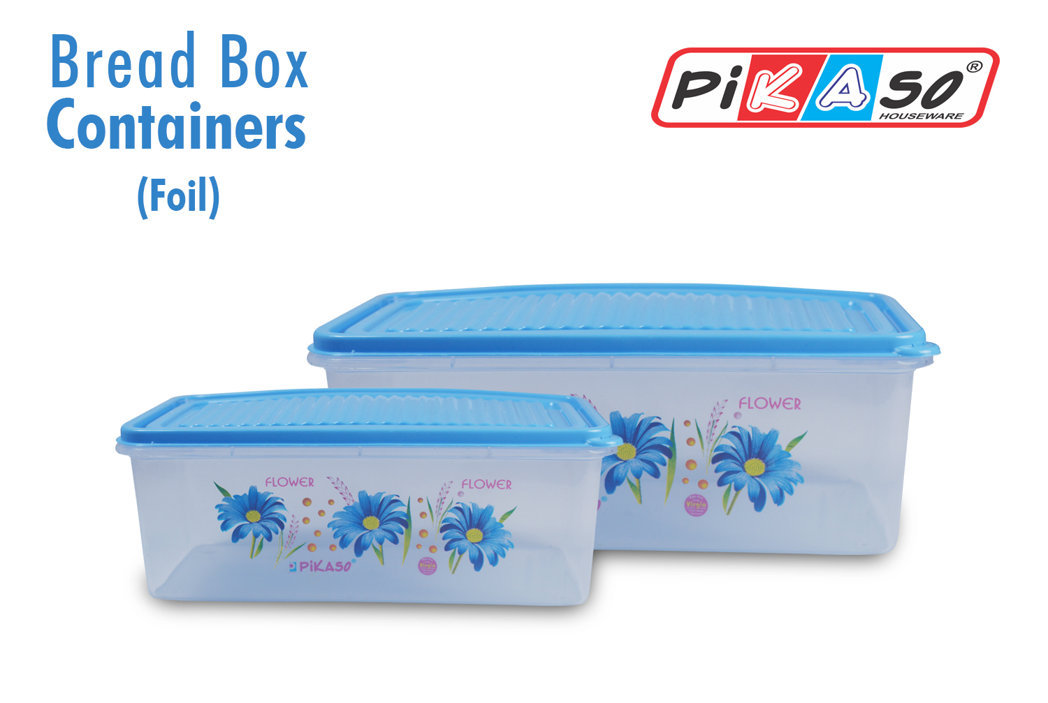 Bread Box Small (Printed) - Polypropylene, 230x130x100mm, Pink & Blue | Eco-friendly, 100% Airtight, Refrigerator & Dishwasher Safe, Transparent Design