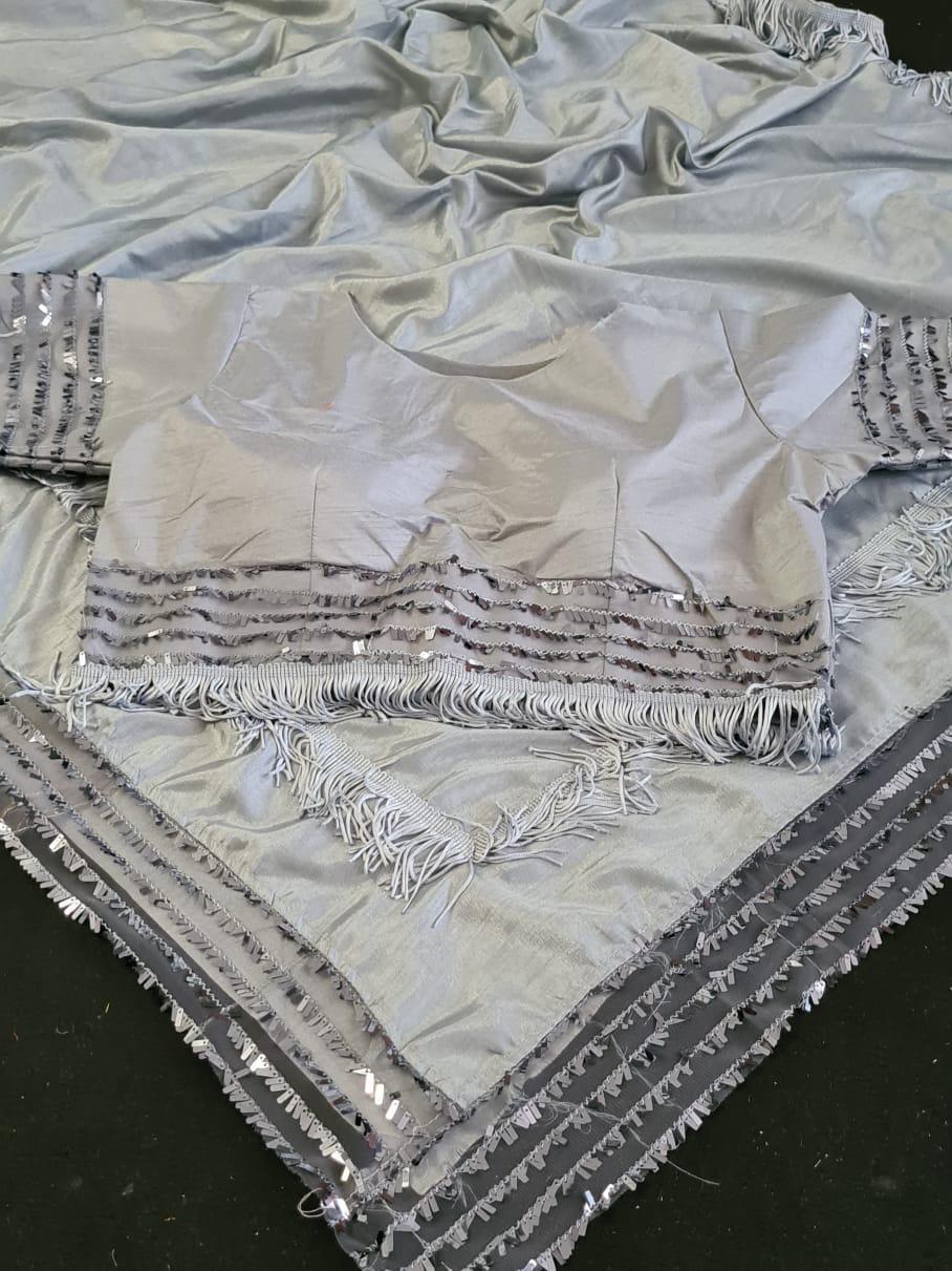 Multy Dolla Silk Saree With Sequnce Border And Desegner Jalar