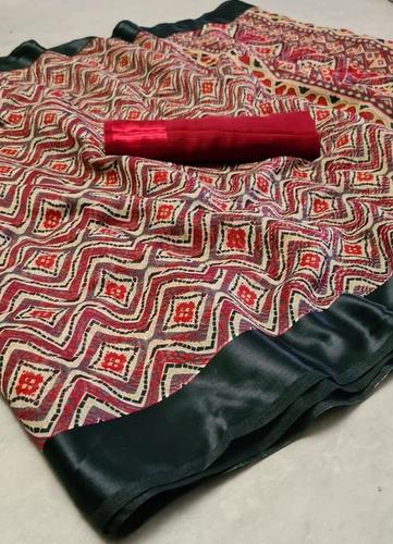 Kanchna Return Saree - Sonaksi Cotton With Satin Border, 0.80m Running Blouse | Multicolor Georgette Fabric For Daily Wear In All Seasons