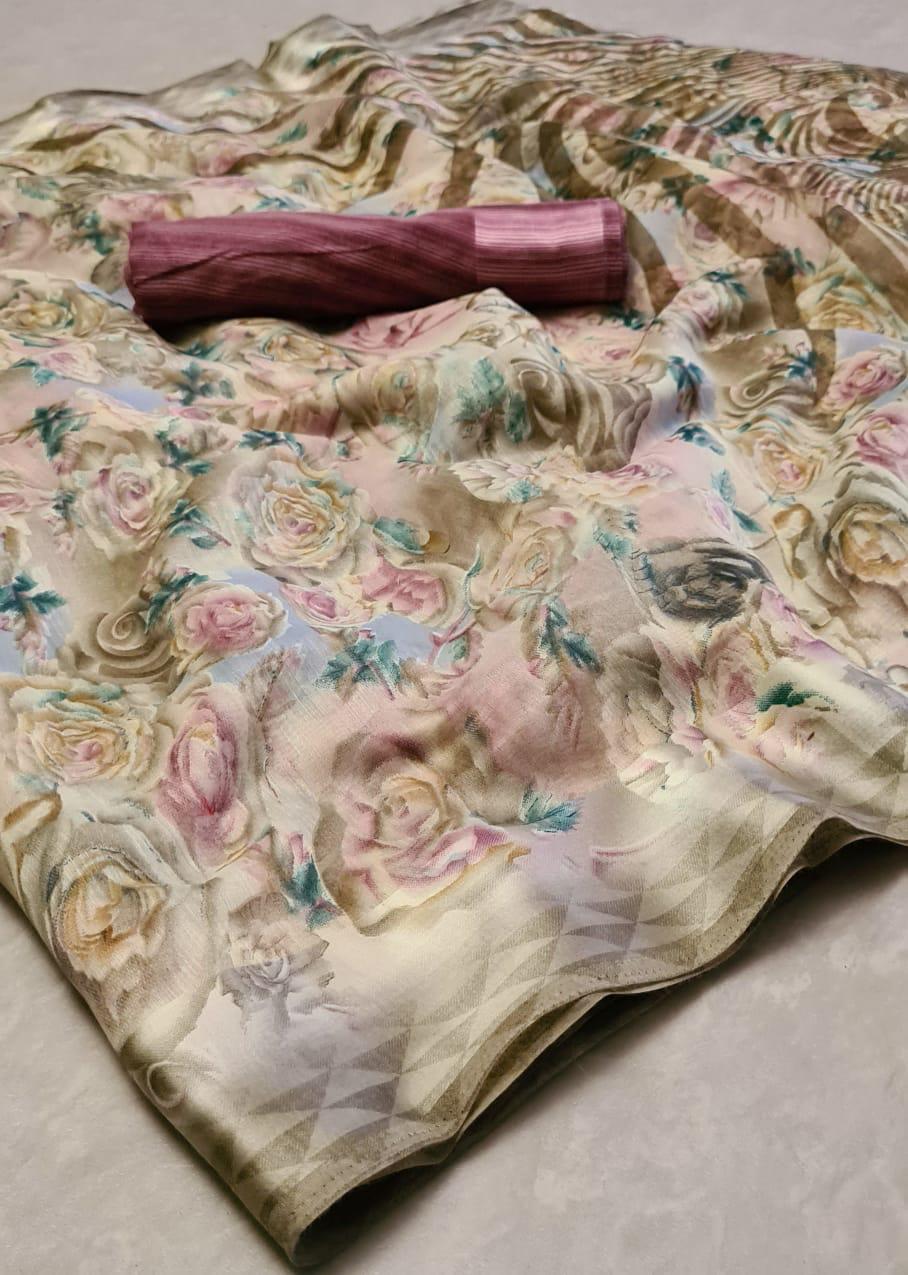 Kanchna Return Saree - Sonaksi Cotton With Satin Border, 0.80m Running Blouse | Multicolor Georgette Fabric For Daily Wear In All Seasons