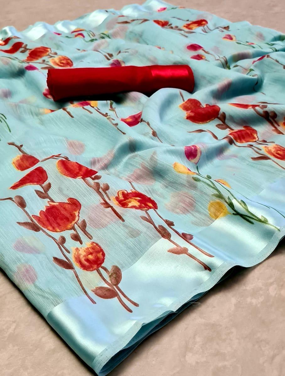 Kanchna Return Saree - Sonaksi Cotton With Satin Border, 0.80m Running Blouse | Multicolor Georgette Fabric For Daily Wear In All Seasons