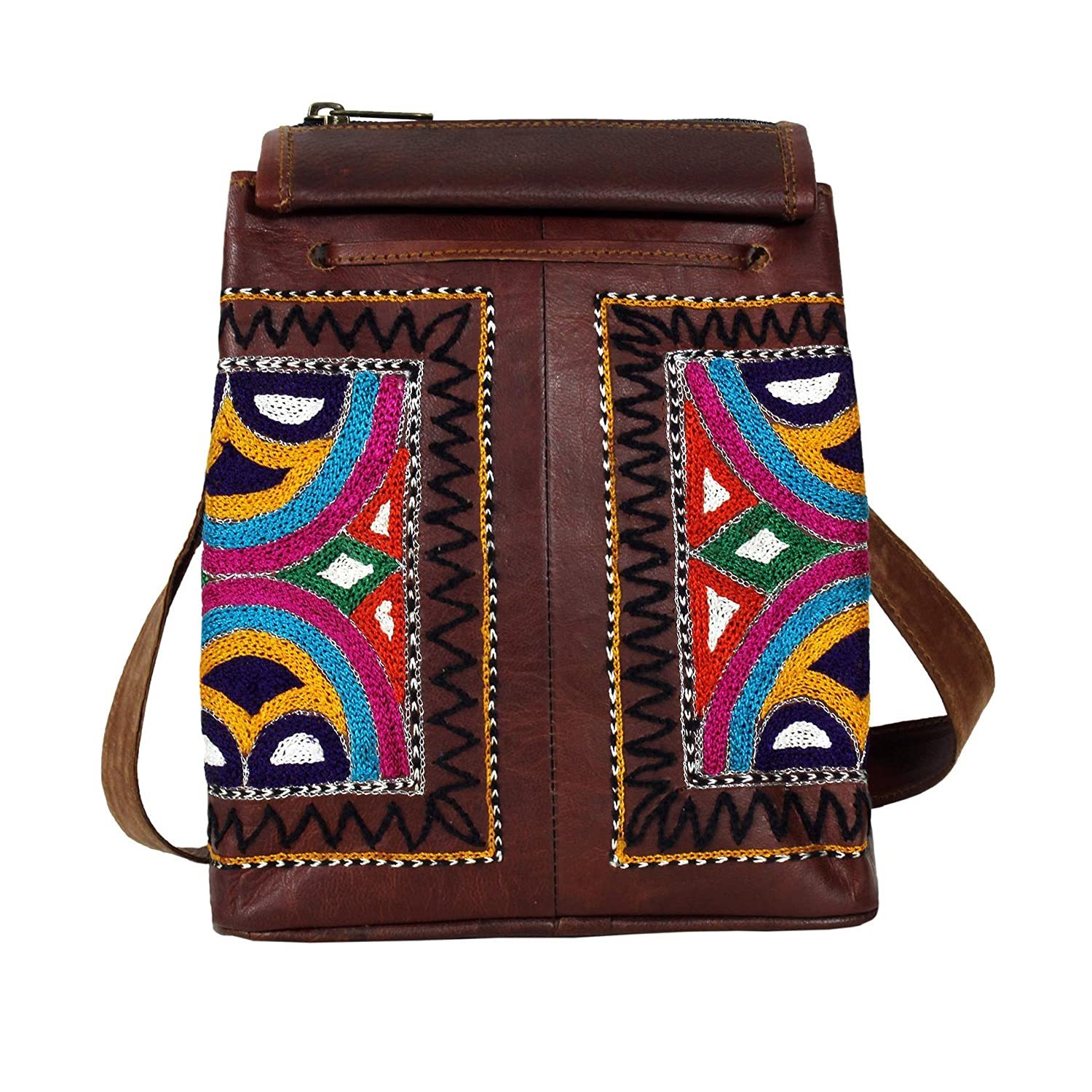 Multi Brown Leather Sling Bag