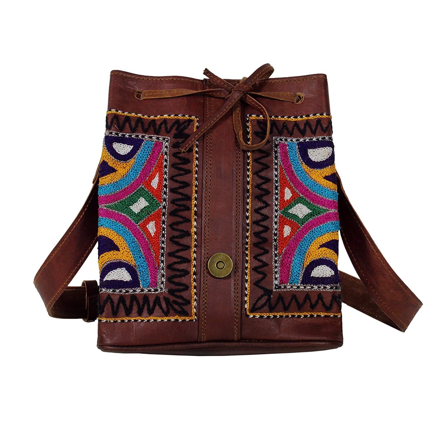 Multi Brown Leather Sling Bag