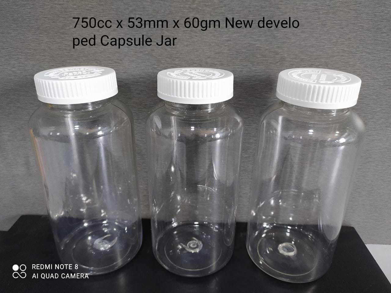 750cc Capsule Storage Capsule Jar - Plastic, 53mm Neck Diameter, Round Shape, 750ml Capacity | Newly Developed Wide Mouth Design For Easy Access