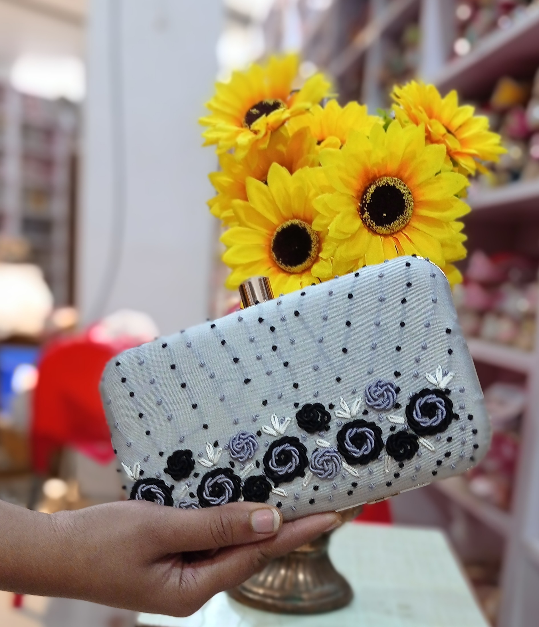 Gray Bridal Clutch