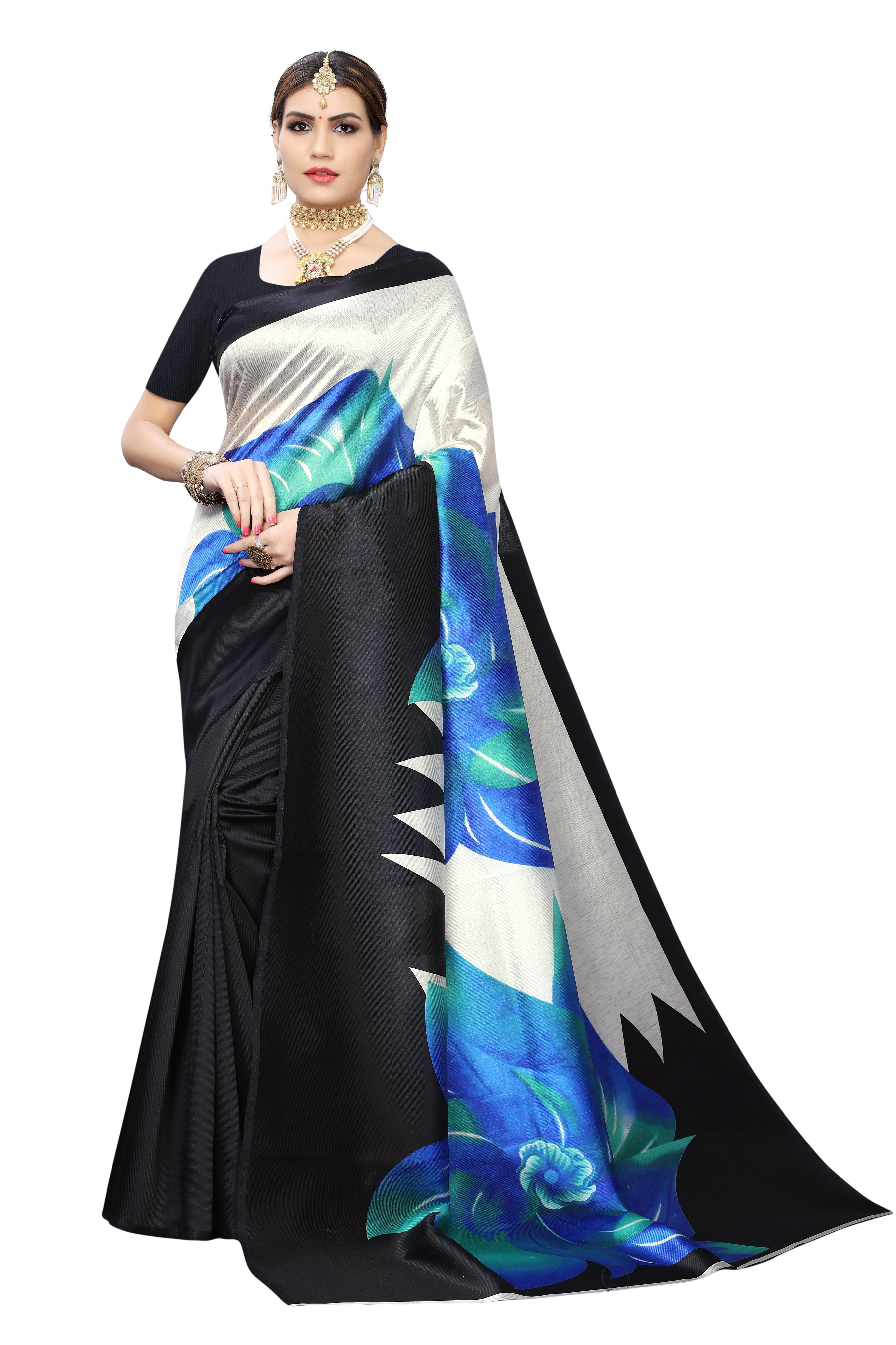 Printed Silk Saree - Art Silk Fabric, 5.2 Mtr Length, Multicolor Design, Includes 0.8 Mtr Blouse Piece, Suitable For All Seasons