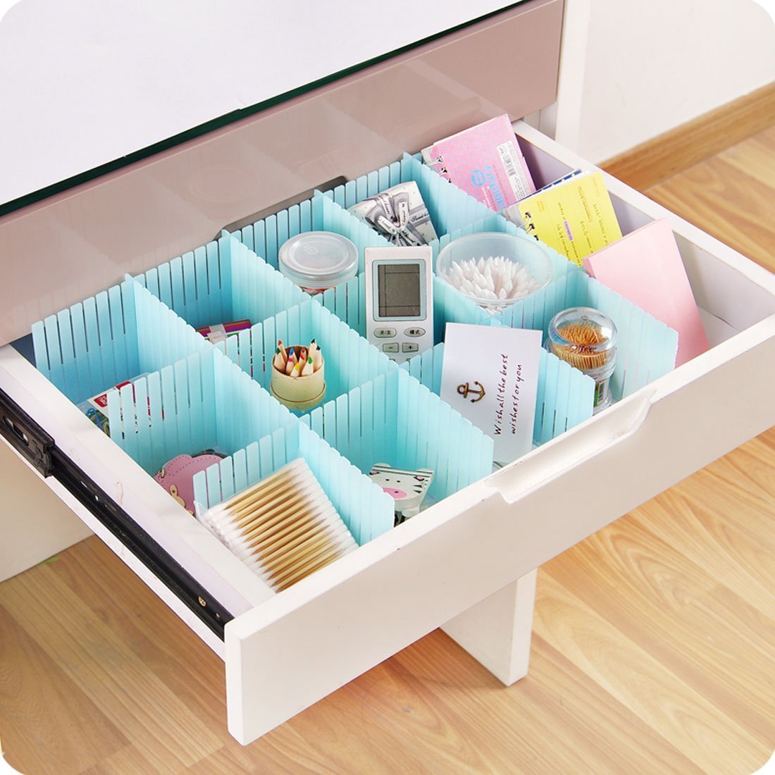 Drawer Divider 8 Pcs Set (Big) - Plastic Material, 31 X 0.5 X 7 Cm Dimensions | Ideal For Kitchen Organization, Random Shade Design