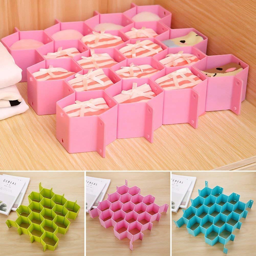 8pcs Honey Comb Drawer Divider Closet Partition Storage - Plastic, 36.5 X 35 X 6.5 Cm | Versatile Drawer Divider, Random Color Shade