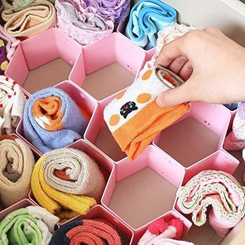 8pcs Honey Comb Drawer Divider Closet Partition Storage - Plastic, 36.5 X 35 X 6.5 Cm | Versatile Drawer Divider, Random Color Shade
