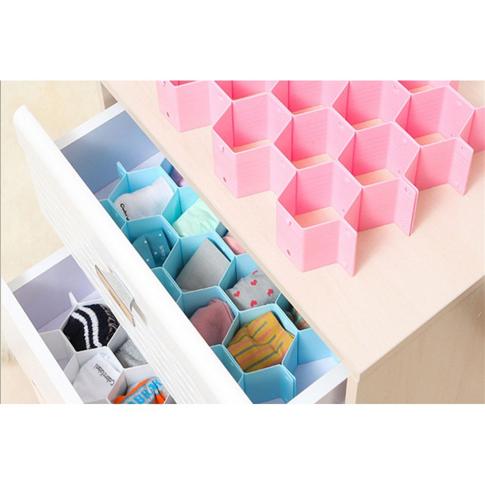 8pcs Honey Comb Drawer Divider Closet Partition Storage - Plastic, 36.5 X 35 X 6.5 Cm | Versatile Drawer Divider, Random Color Shade