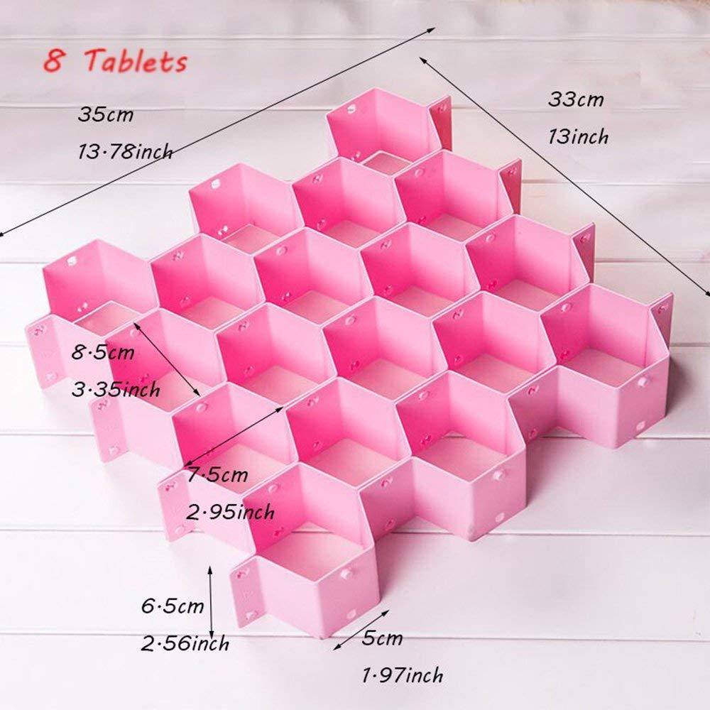 8pcs Honey Comb Drawer Divider Closet Partition Storage - Plastic, 36.5 X 35 X 6.5 Cm | Versatile Drawer Divider, Random Color Shade