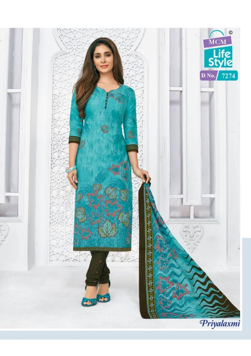 Priyalaxmi Vol 18 Designer Cotton Dress Material - Pure Cotton Top 2.00m, Bottom 2.50m, Dupatta 2.25m | Washable, Quick Dry, Hand Wash, Printed Fabric