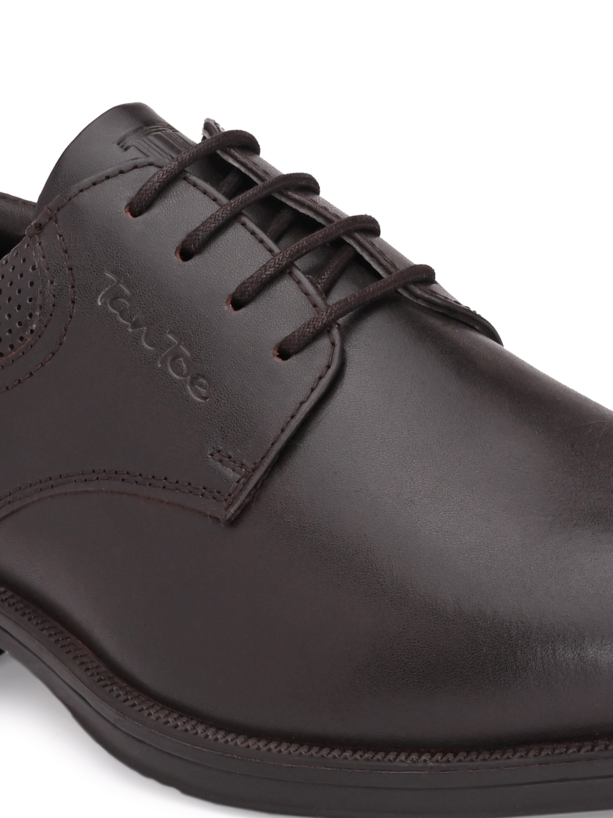 Men Brown Leather Lace Up Formal Shoes