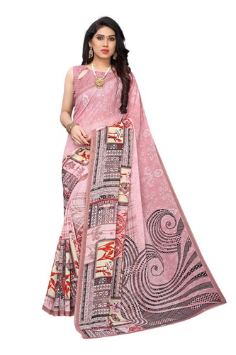 मल्टी डिज़ाइनर जॉर्जेट साड़ी