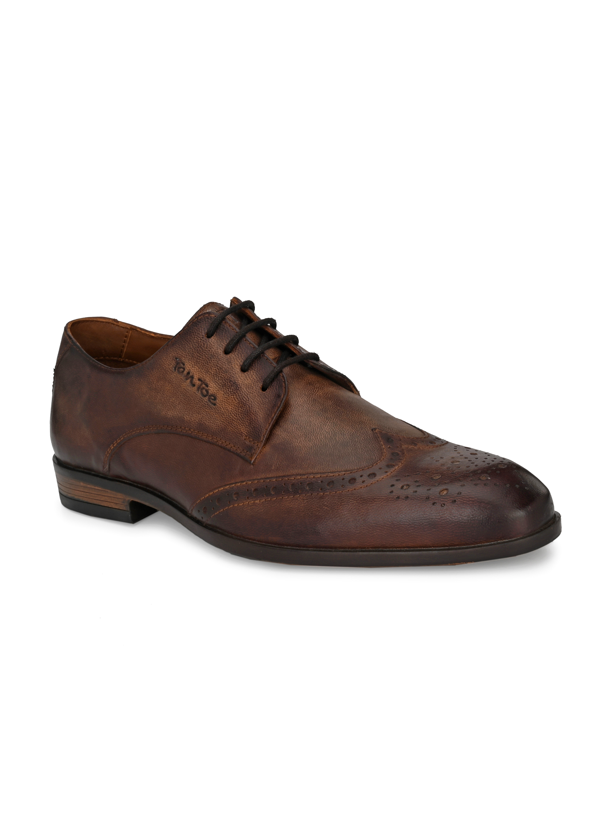 Dry Cleaning Men Brown Leather Semi Formal Shoes
